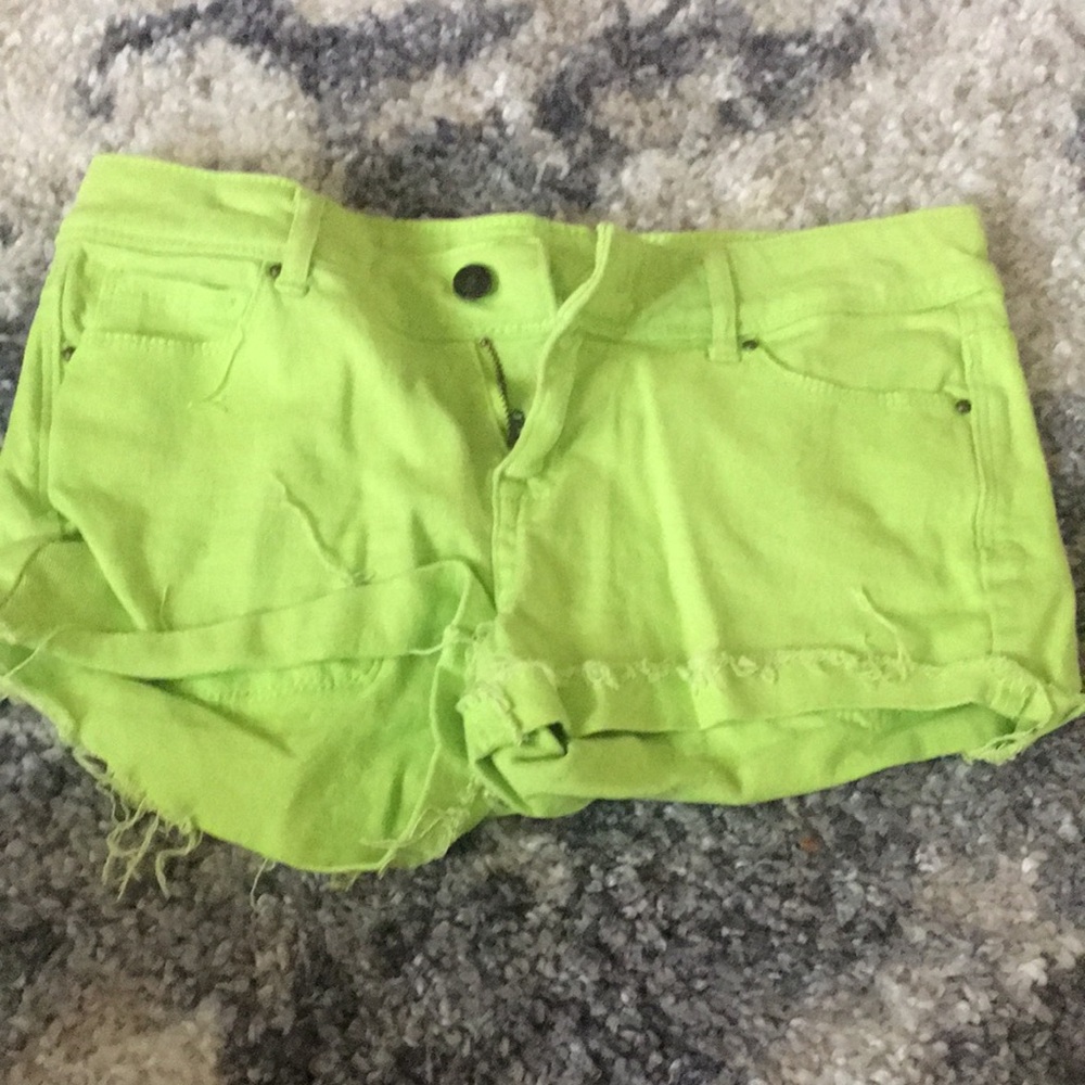 Women’s Neon Green Denim Cutoff Shorts